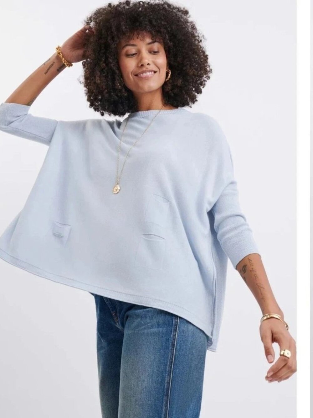 Mersea Catalina Sweater Light Blue One Size Coastal Preppy Travel Casual